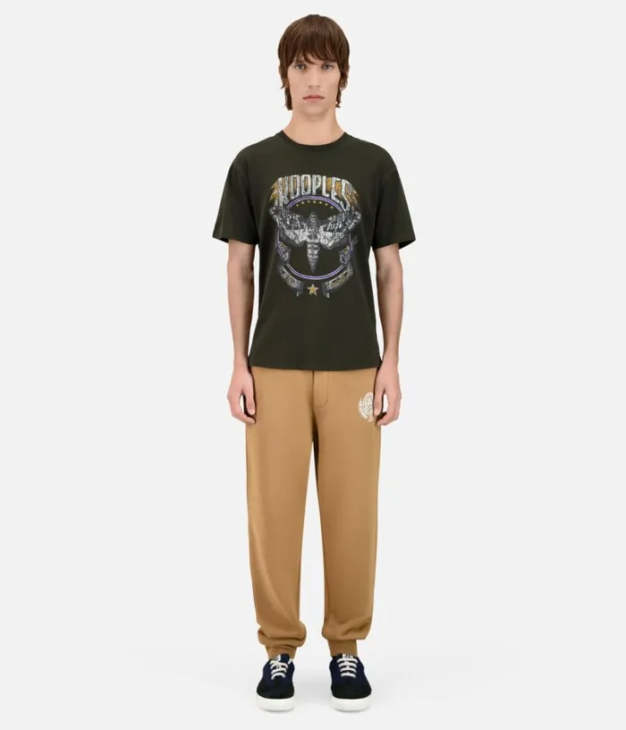 Men Dark Green Tshirt With Skull Butterfly Serigraphy THE KOOPLES Tshirts