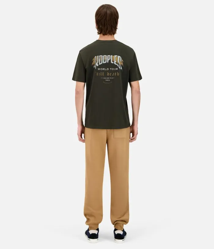 Men Dark Green Tshirt With Skull Butterfly Serigraphy THE KOOPLES Tshirts