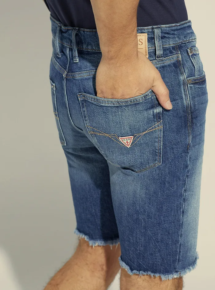 Men Denim GUESS Blue Denim Traverse Slim Shorts Men Denim GUESS Blue Denim Traverse Slim Shorts