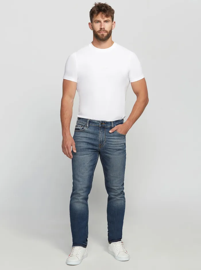 Men Denim GUESS Eco Lowrise Slim Tapered Denim Jeans In Stratus Blue Wash