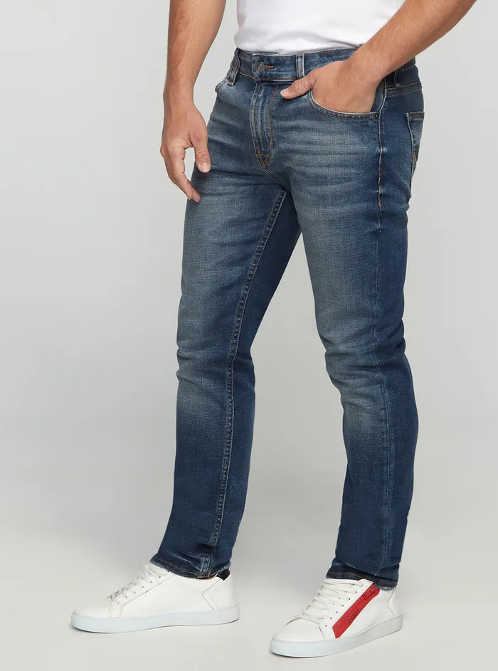Men Denim GUESS Eco Lowrise Slim Tapered Denim Jeans In Stratus Blue Wash
