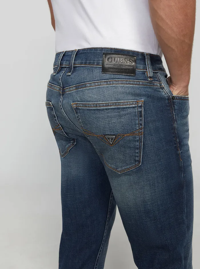 Men Denim GUESS Eco Lowrise Slim Tapered Denim Jeans In Stratus Blue Wash