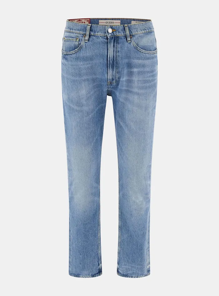Men Denim GUESS Eco Midrise James Relaxed Tapered Denim Jeans In Thami Wash Men Denim GUESS Eco Midrise James Relaxed Tapered Denim Jeans In Thami Wash