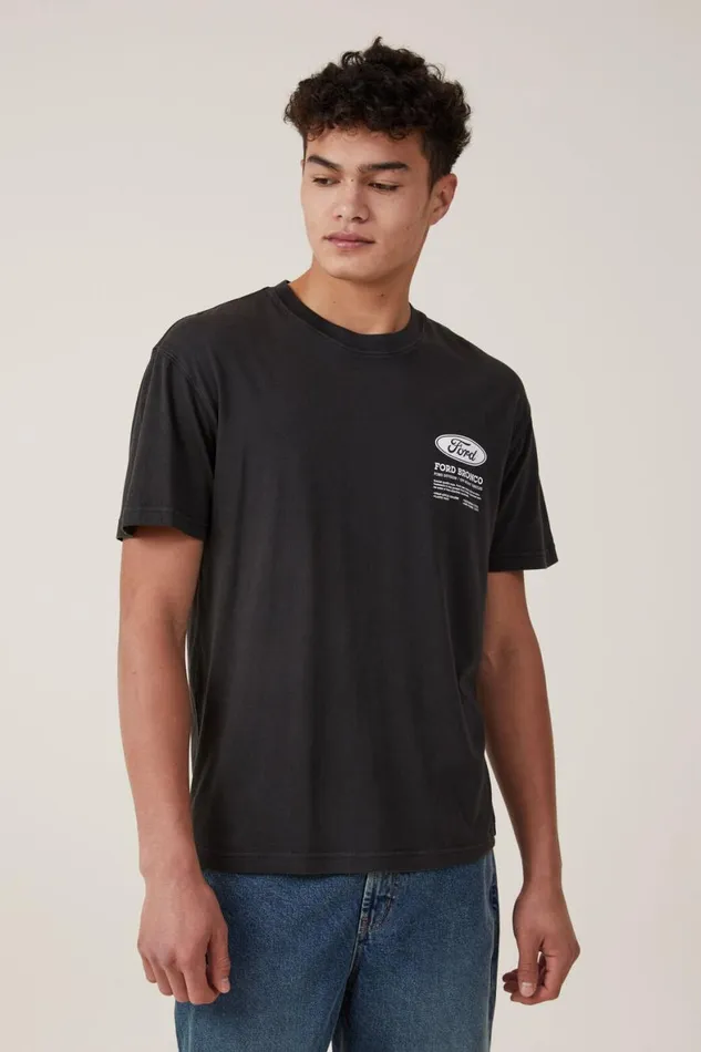 Men Graphic TShirts Cotton On Ford Loose Fit TShirt Lcn For Washed Blackbronco