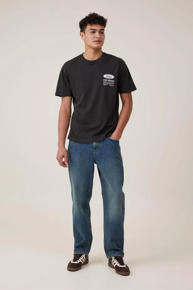 Men Graphic TShirts Cotton On Ford Loose Fit TShirt Lcn For Washed Blackbronco
