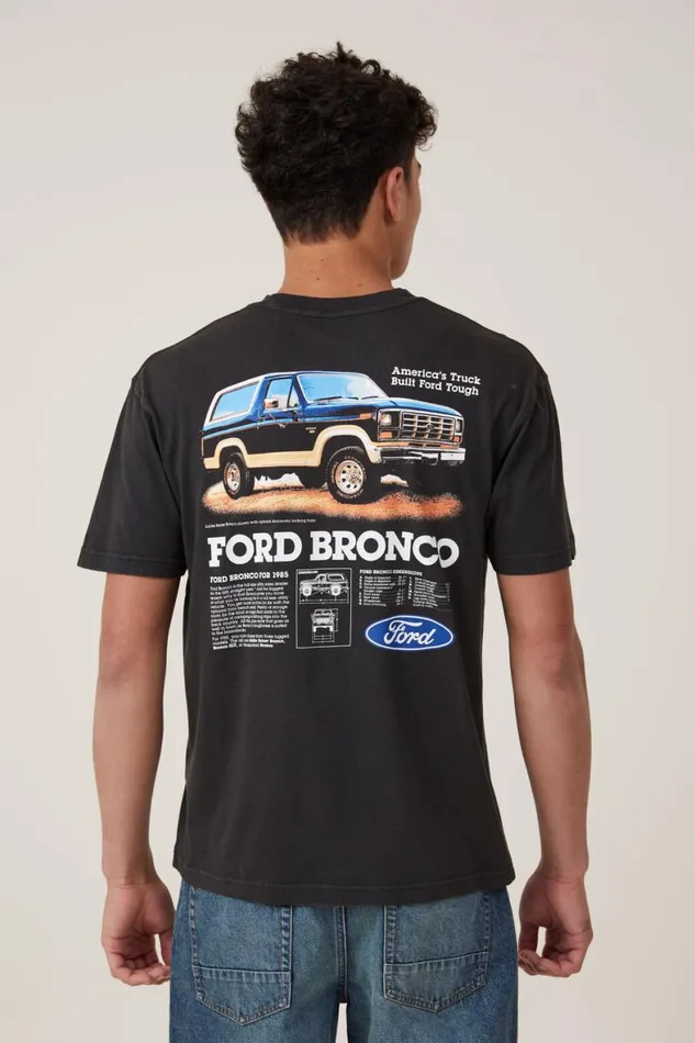 Men Graphic TShirts Cotton On Ford Loose Fit TShirt Lcn For Washed Blackbronco