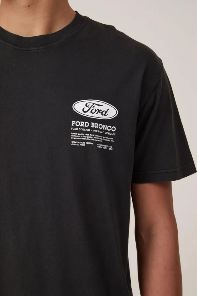 Men Graphic TShirts Cotton On Ford Loose Fit TShirt Lcn For Washed Blackbronco