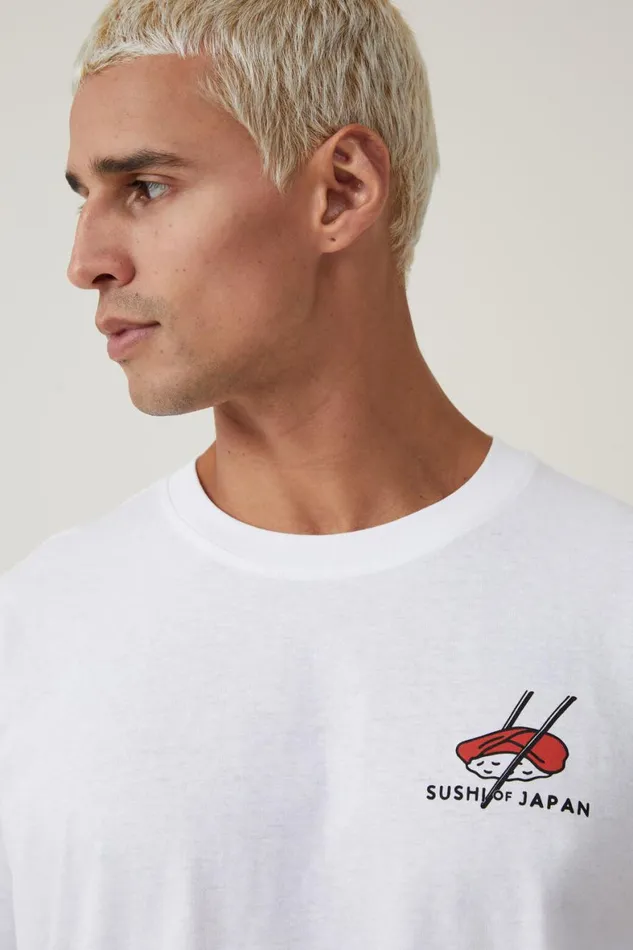 Men Graphic TShirts Cotton On Loose Fit Art TShirt White Sushi Of Japan