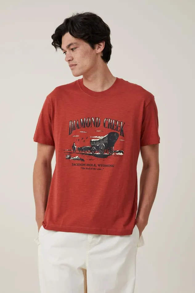 Men Graphic TShirts Cotton On Loose Fit Graphic TShirt Bruschetta Reddiamond Creek