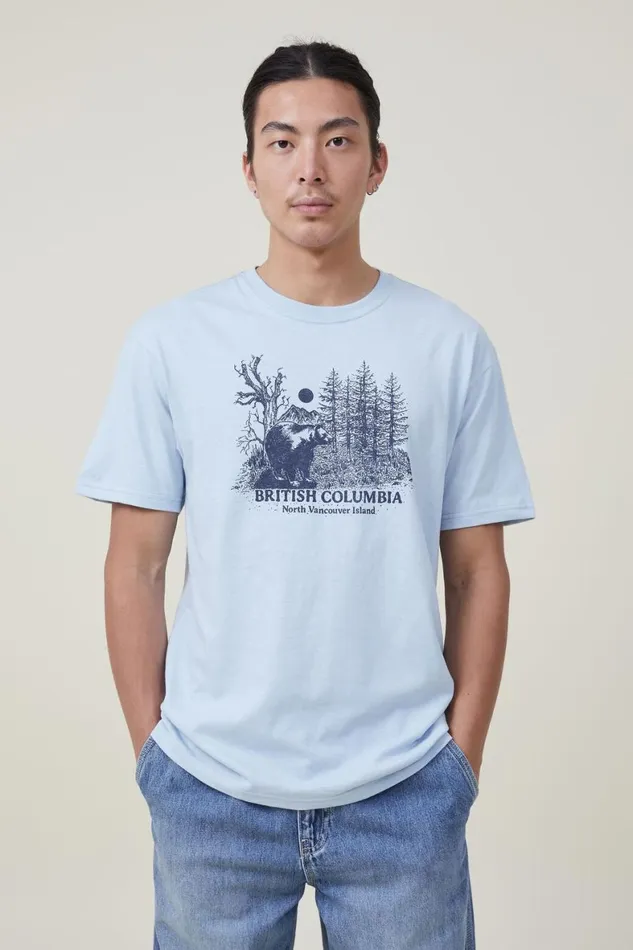 Men Graphic TShirts Cotton On Loose Fit Souvenir TShirt Blue Mistbritish Columbia