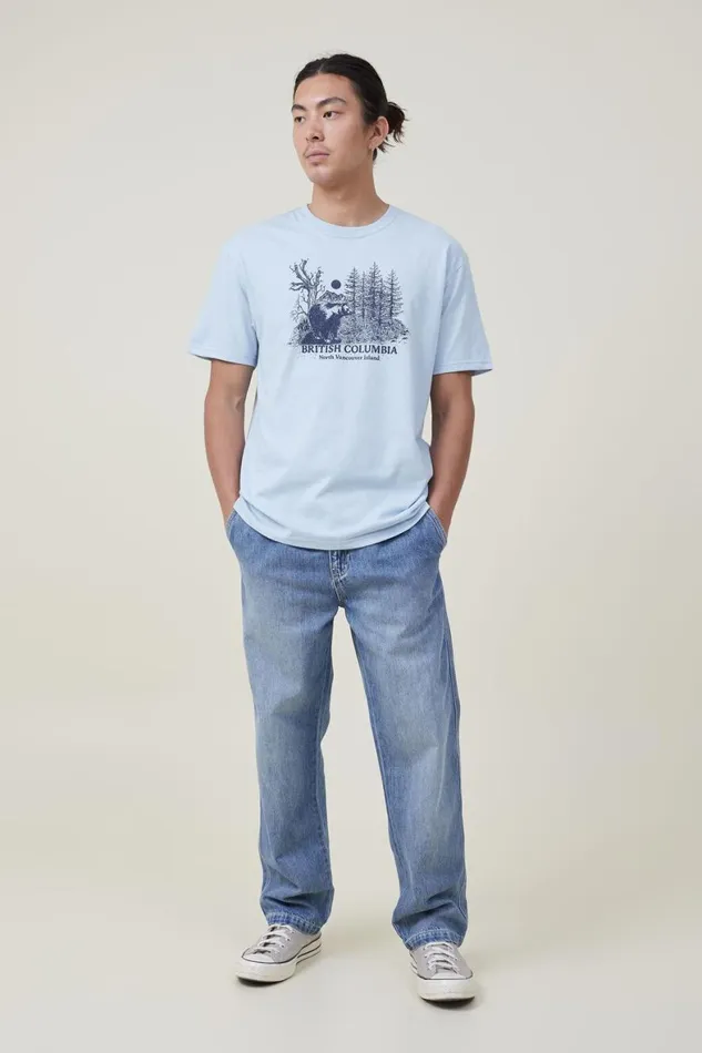 Men Graphic TShirts Cotton On Loose Fit Souvenir TShirt Blue Mistbritish Columbia