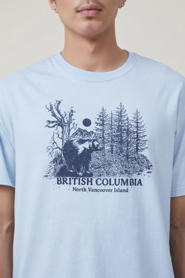 Men Graphic TShirts Cotton On Loose Fit Souvenir TShirt Blue Mistbritish Columbia