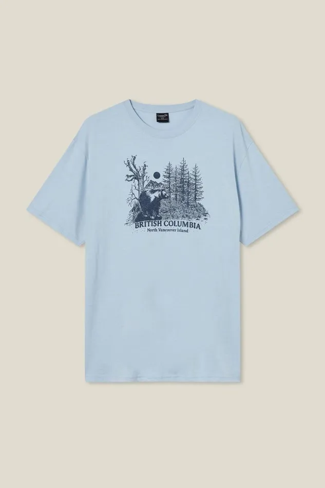 Men Graphic TShirts Cotton On Loose Fit Souvenir TShirt Blue Mistbritish Columbia