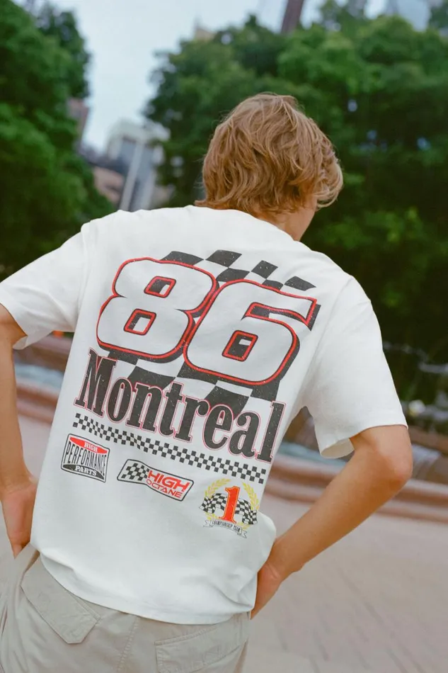 Men Graphic TShirts Cotton On Pit Stop Loose Fit TShirt Vintage White Grand Prix
