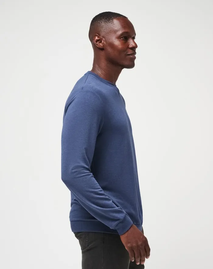 Men Hoodies and Sweatshirts TravisMathew AMENITIES CREW Heather Blue Nights