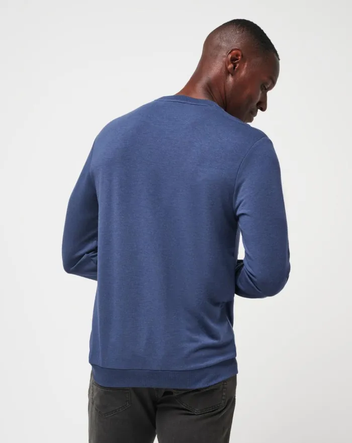 Men Hoodies and Sweatshirts TravisMathew AMENITIES CREW Heather Blue Nights