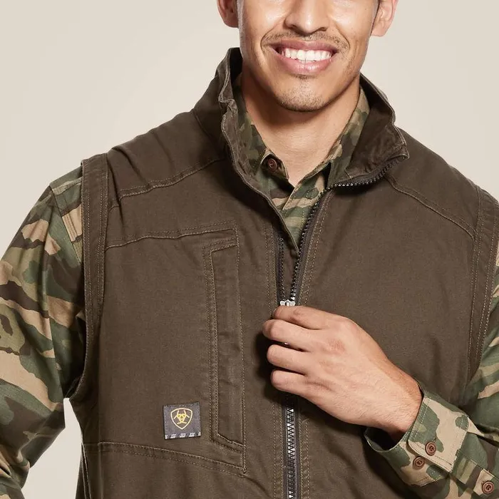 Men Jackets and Vests Ariat Rebar Washed DuraCanvas Insulated Vest Wren Men Jackets and Vests Ariat Rebar Washed DuraCanvas Insulated Vest Wren