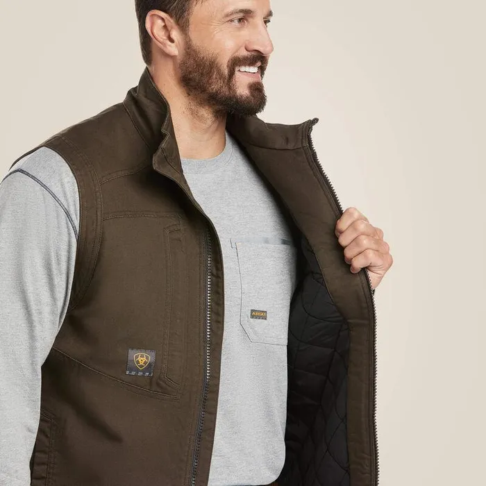 Men Jackets and Vests Ariat Rebar Washed DuraCanvas Insulated Vest Wren Men Jackets and Vests Ariat Rebar Washed DuraCanvas Insulated Vest Wren