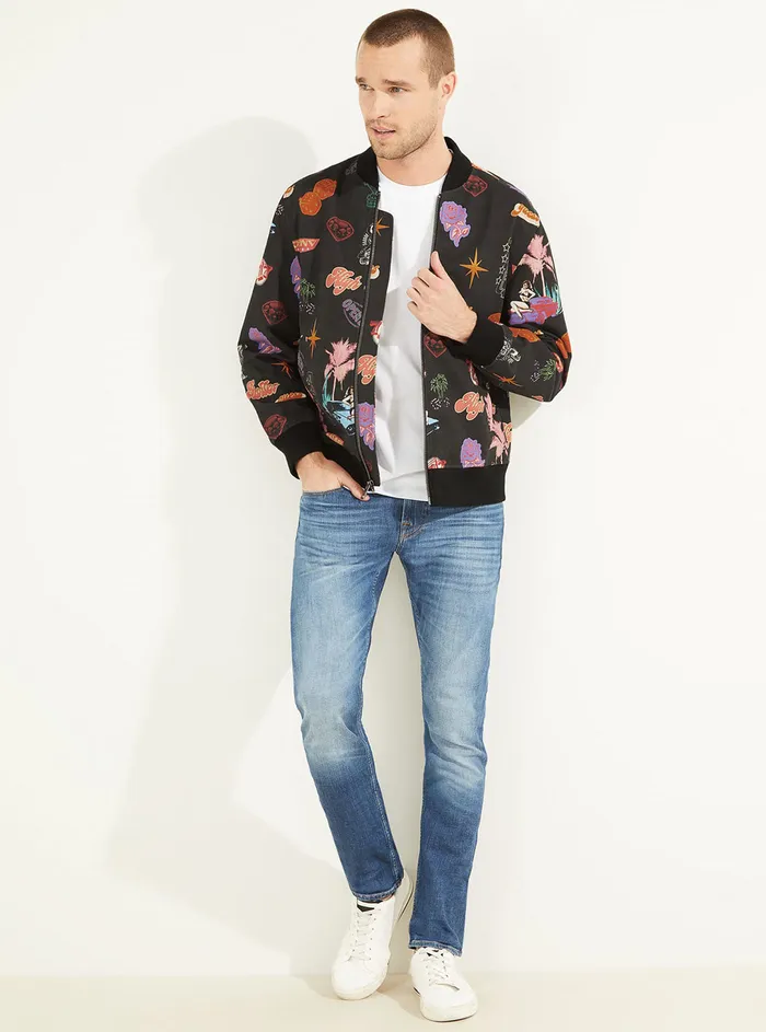 Men Jackets GUESS Black Road Trippin Bomber Jacket Men Jackets GUESS Black Road Trippin Bomber Jacket