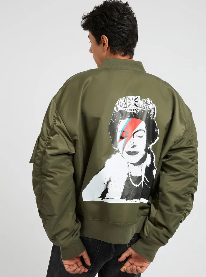 Men Jackets GUESS Green Ace Satin Queen Bomber Jacket Men Jackets GUESS Green Ace Satin Queen Bomber Jacket