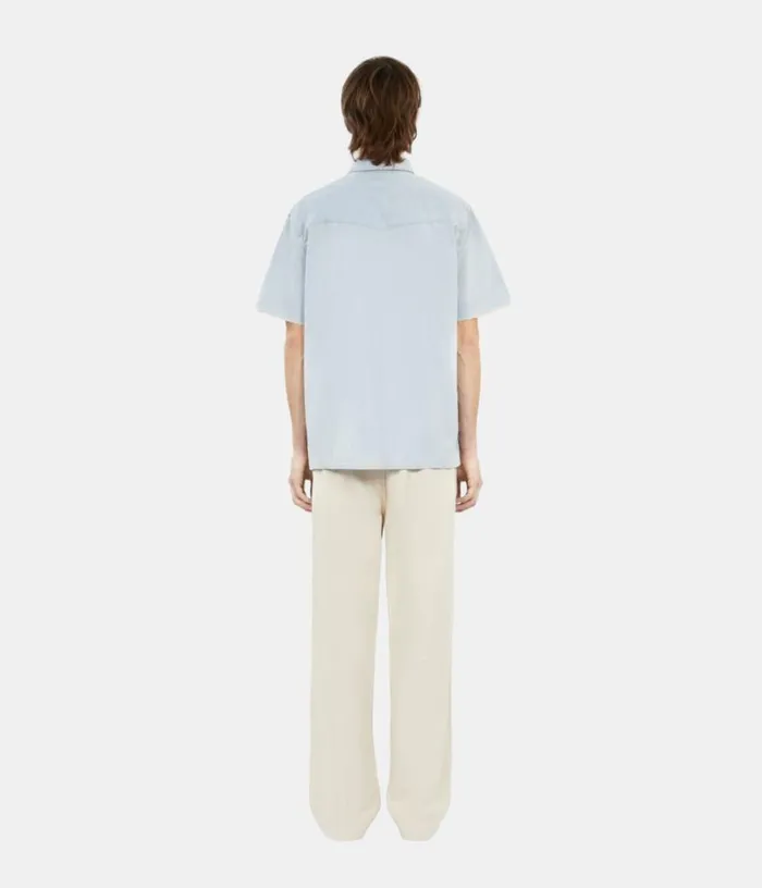 Men Light Blue Short Sleeve Denim Shirt THE KOOPLES Shirts