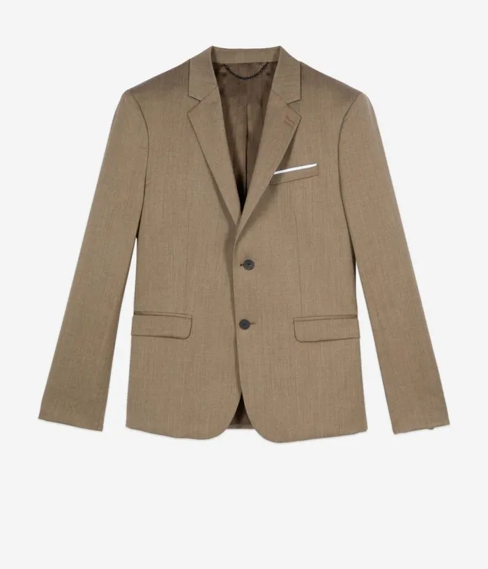 Men Light Brown Wool Suit Jacket THE KOOPLES Blazers and Suits