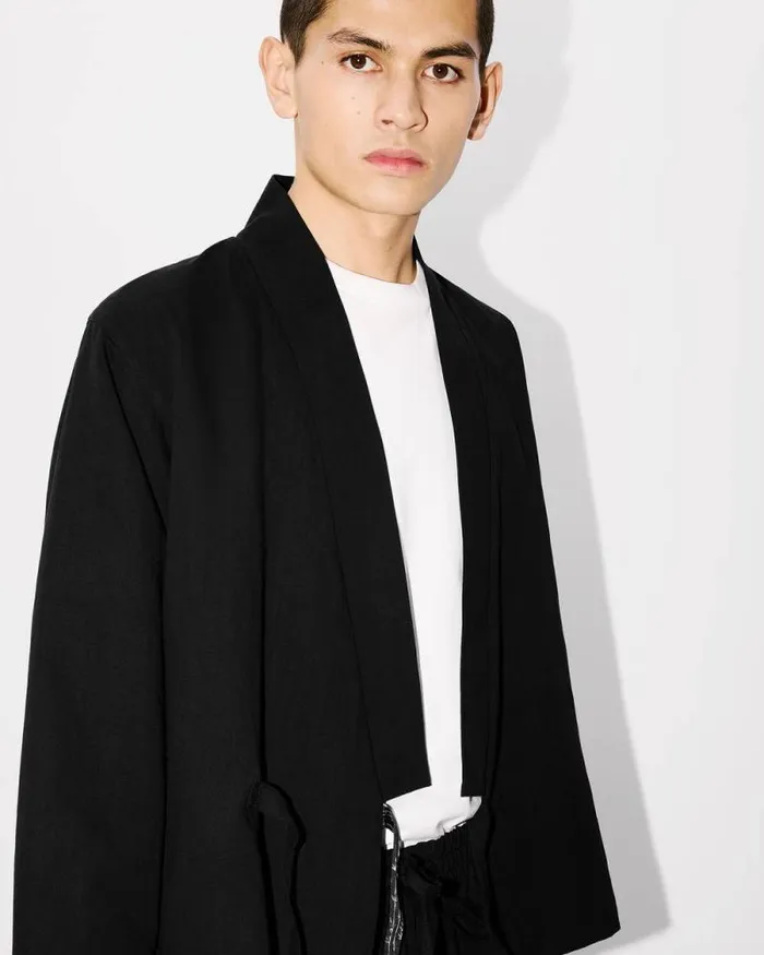 Men Light Kimono Jacket Black Kenzo Tailoring