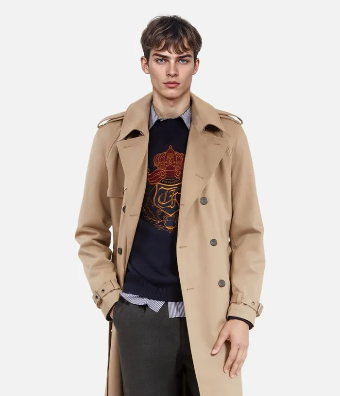 Men Long Beige Trench Coat THE KOOPLES Coats and Jackets