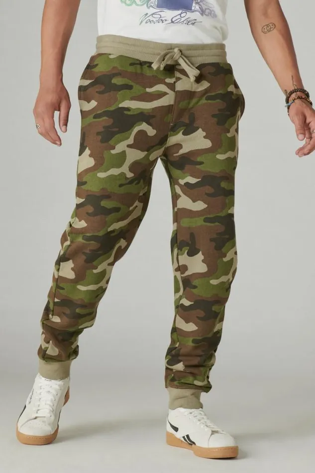 Men Lucky Brand Activewear Cloud Soft Fleece Camo Jogger Camo army Colors