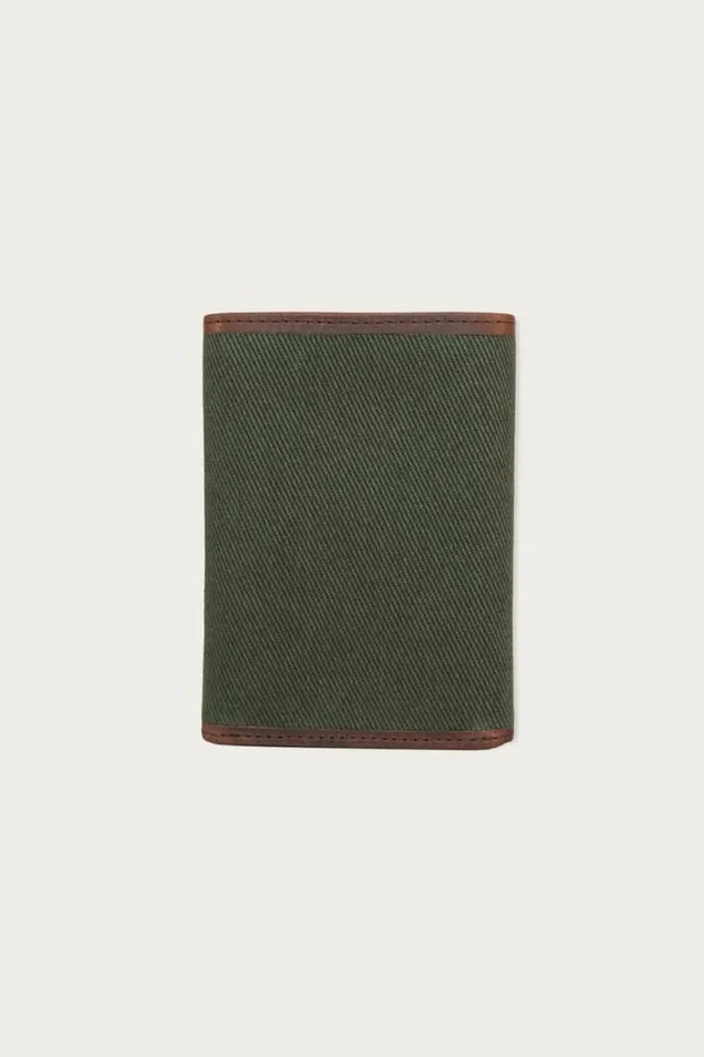 Men Lucky Brand Bags and Wallets Canvas With Leather Trim Trifold Wallet Light Green