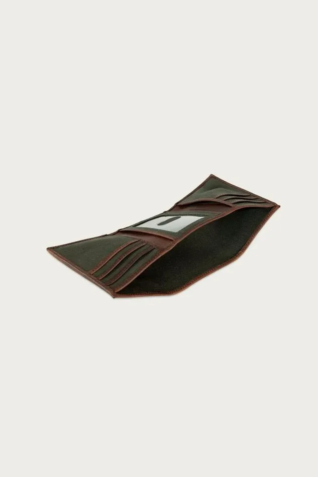 Men Lucky Brand Bags and Wallets Canvas With Leather Trim Trifold Wallet Light Green
