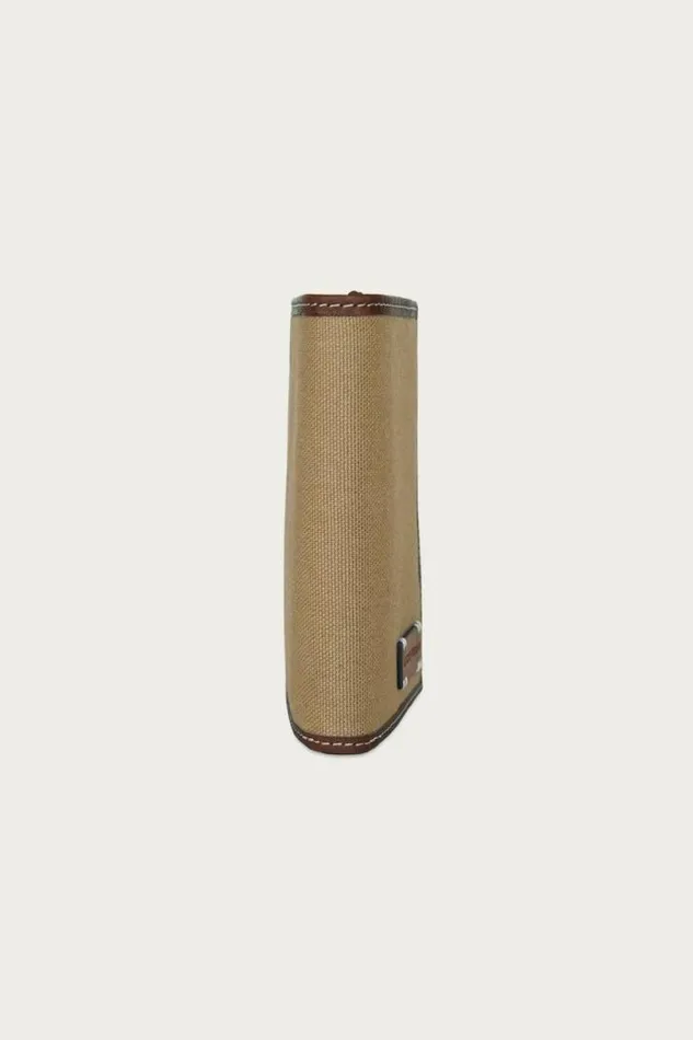 Men Lucky Brand Bags and Wallets Canvas With Leather Trim Trifold Wallet Natural