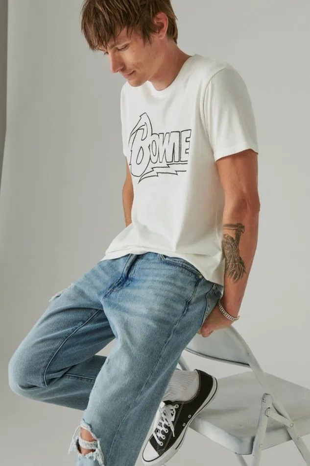 Men Lucky Brand Graphic Tees Bowie Photo Marshmallow