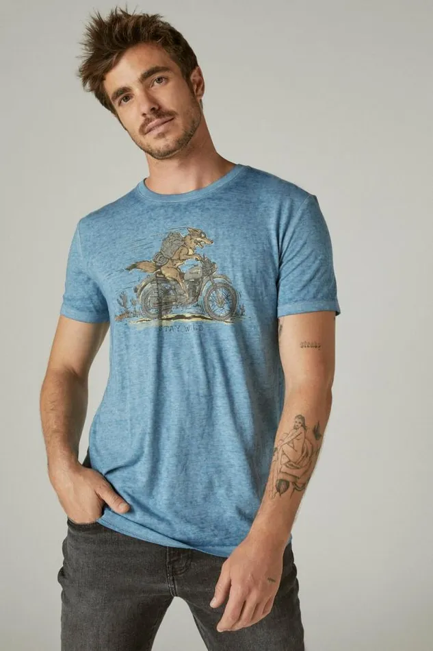 Men Lucky Brand Graphic Tees Coyote Biker Tee Allure