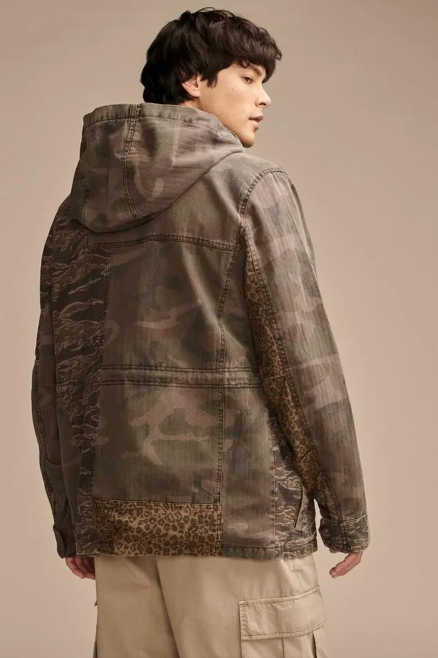 Men Lucky Brand Jackets and Outerwear Patchwork Camo Field Jacket Camo Multi