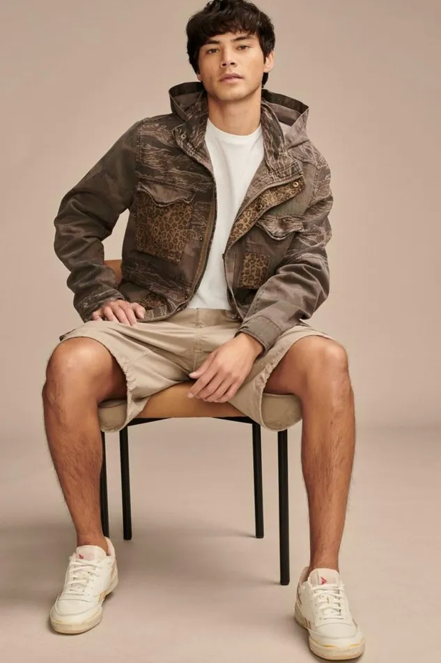 Men Lucky Brand Jackets and Outerwear Patchwork Camo Field Jacket Camo Multi