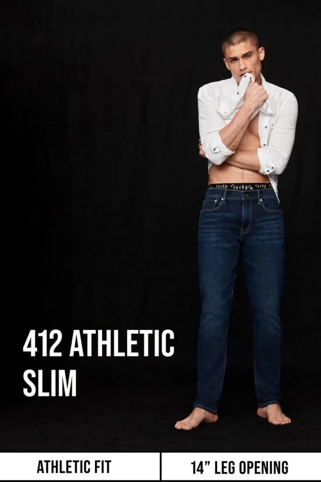 Men Lucky Brand Jeans 412 Athletic Slim Jean Gulf