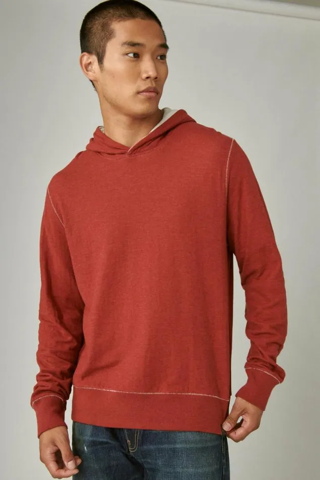 Men Lucky Brand Shirts and Tops Duo Fold Hoodie 636 Red