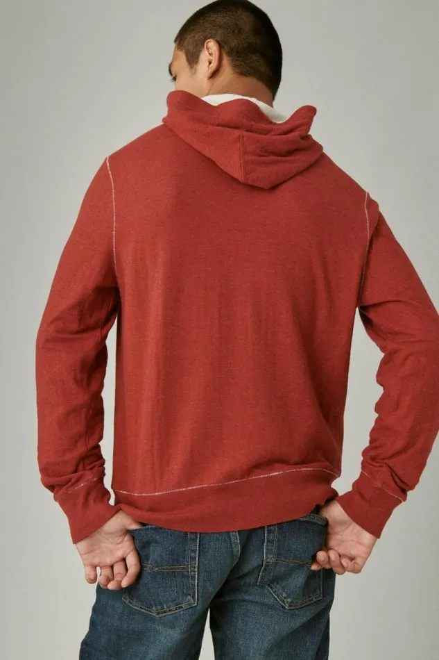 Men Lucky Brand Shirts and Tops Duo Fold Hoodie 636 Red