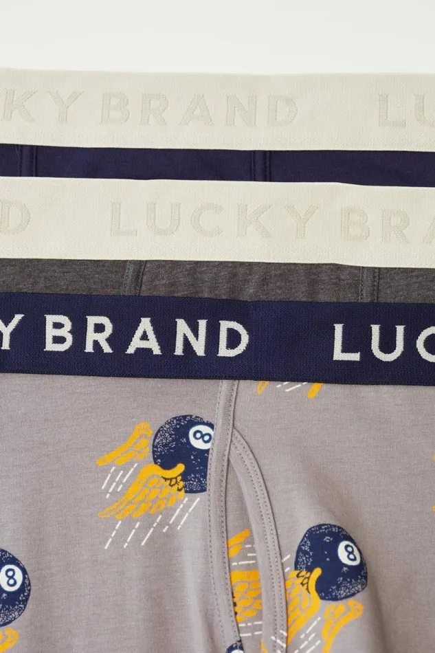 Men Lucky Brand Underwear and Sleepwear 3 Pack Stretch Boxer Briefs Multi