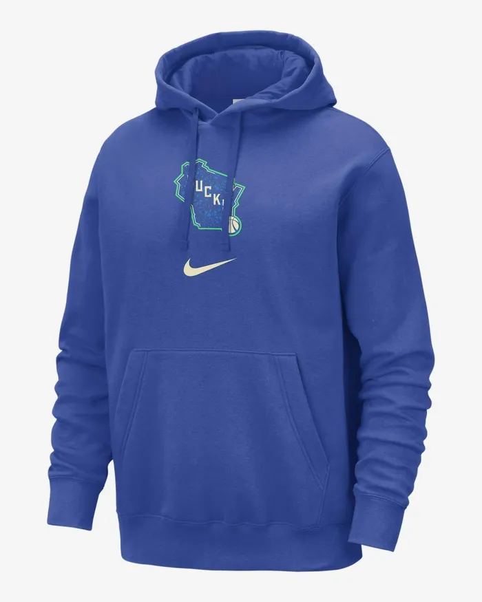 Men Nike Hoodies And Sweatshirts Milwaukee Bucks Club Fleece City Edition Game Royal