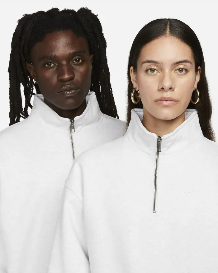 Men Nike Hoodies And Sweatshirts Solo Swoosh Birch Heatherwhite
