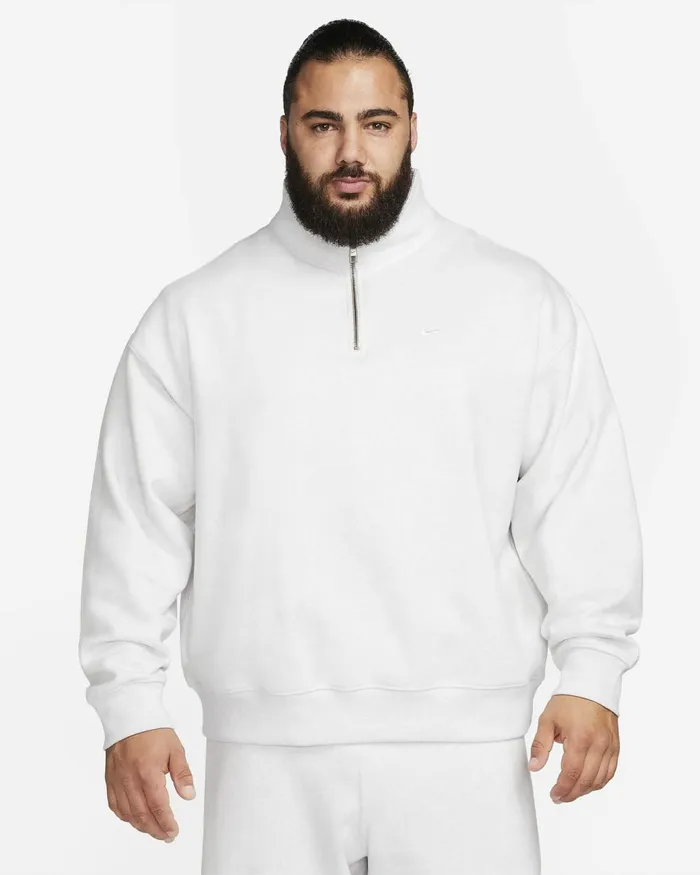Men Nike Hoodies And Sweatshirts Solo Swoosh Birch Heatherwhite