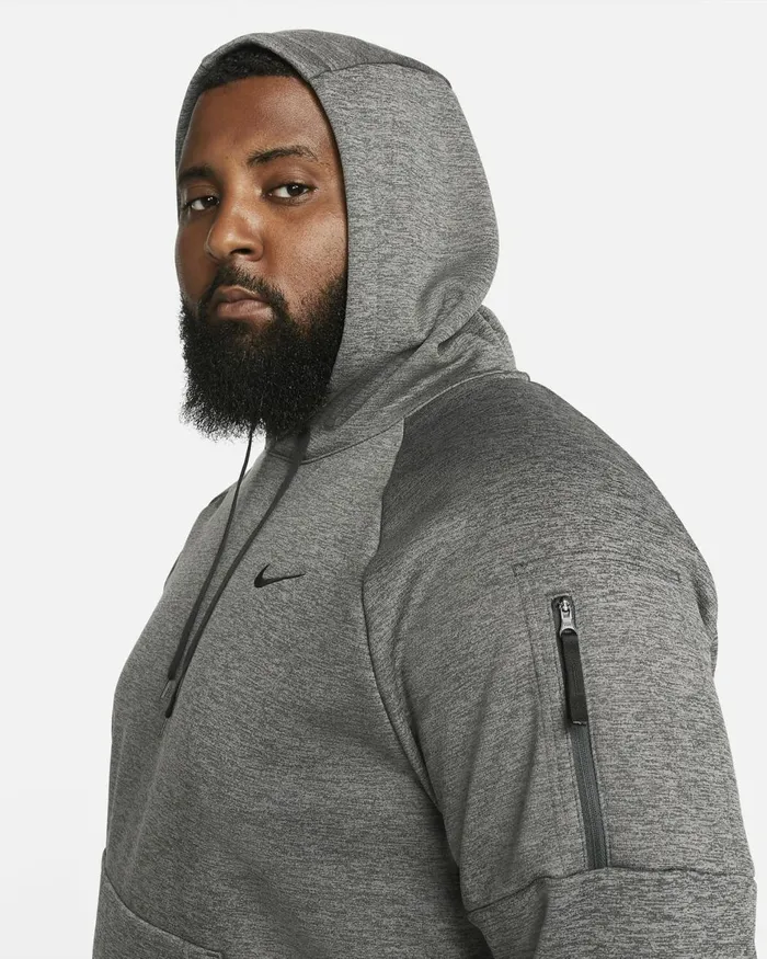Men Nike Hoodies And Sweatshirts Therma Charcoal Heatherdark Smoke Greyblack