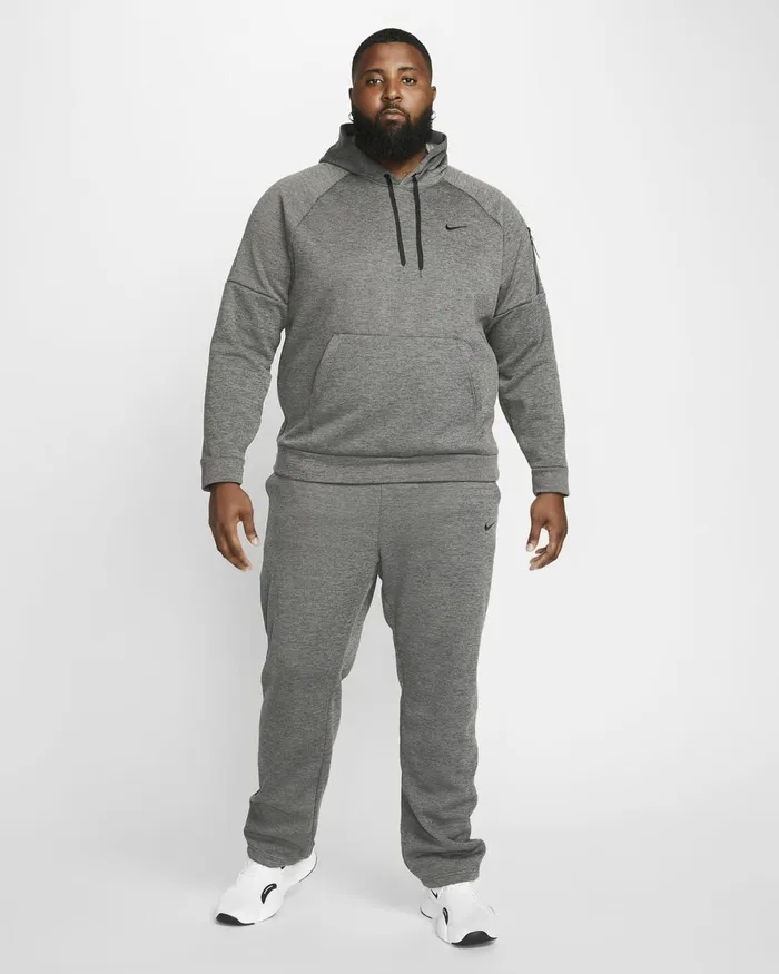 Men Nike Hoodies And Sweatshirts Therma Charcoal Heatherdark Smoke Greyblack