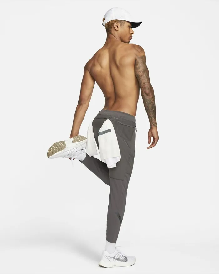 Men Nike Trousers And Tights DriFIT Running Division Phenom Medium Ash