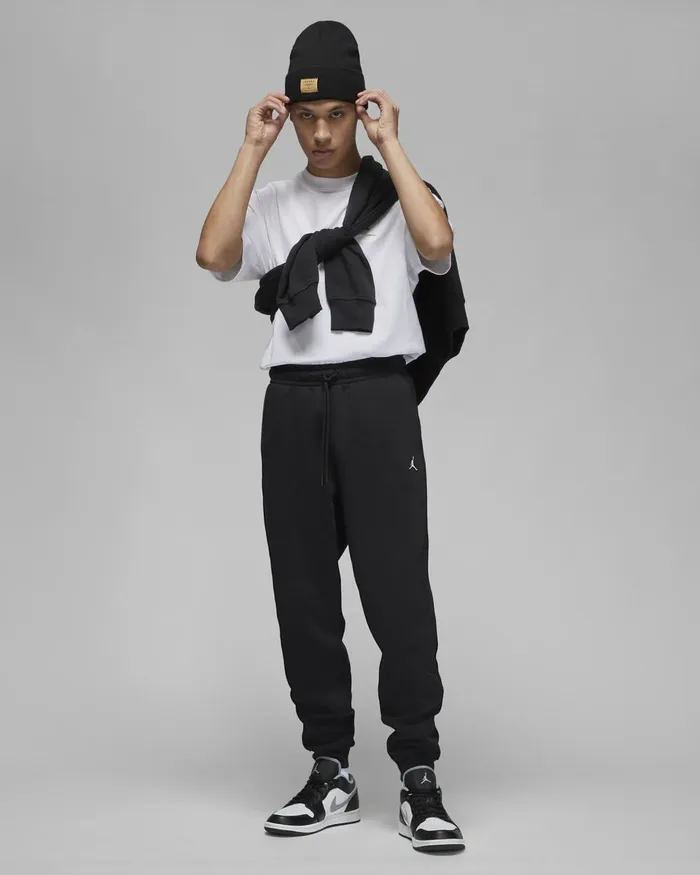 Men Nike Trousers And Tights Jordan Brooklyn Fleece Blackblackwhite