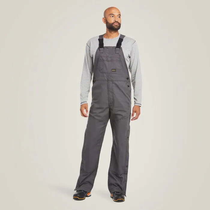 Men Pants and Shorts Ariat Rebar Duracanvas Unlined Bib Rebar Grey