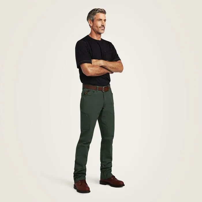 Men Pants and Shorts Ariat Rebar M4 Low Rise DuraStretch Made Tough Stackable Straight Leg Pant Deep Forest