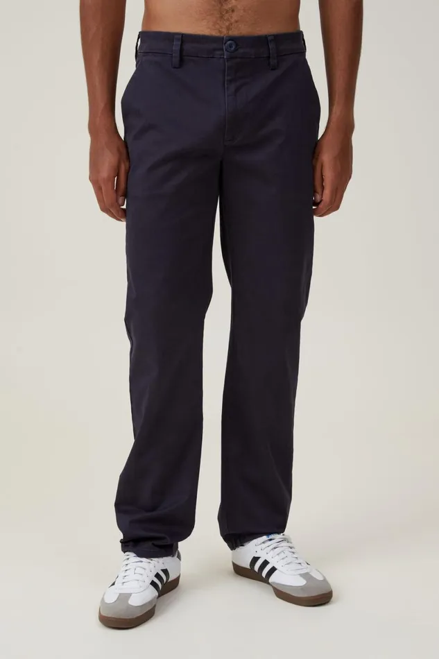 Men Pants Cotton On Regular Straight Chino Navy